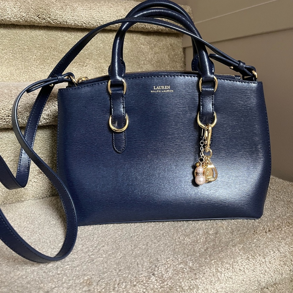 Ralph Lauren Bennington navy safiano leather